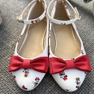 Janie and Jack Disney Minnie Mouse White and Red Dress Shoes Size 13 Kids Flats